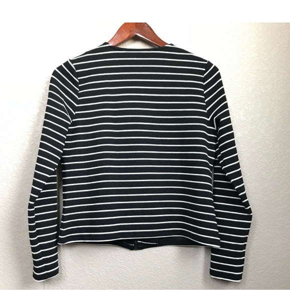 APT 9 Black & White Striped Ribbed Jacket Size M Petite - Picture 9 of 12